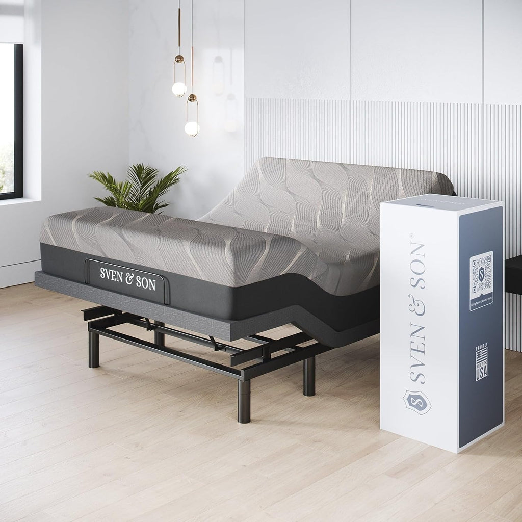 Harmony Adjustable Bed Base, Head and Foot Lift, Massage, Under-Bed Lights, USB, Gel Memory, Zero Gravity Smart Frame - Queen + 14 Inch Hybrid Spring Matt (Medium Soft)